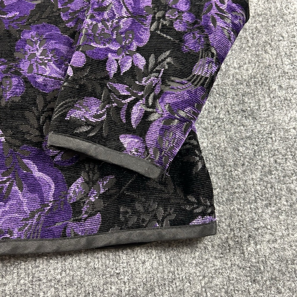 Coldwater Creek Womens L Purple Black Floral Chenille Jacquard Jacket Art H08433 - Picture 8 of 9